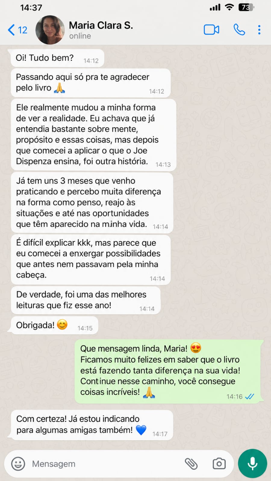Depoimento de Maria Clara S. sobre o livro Como Se Tornar Sobrenatural